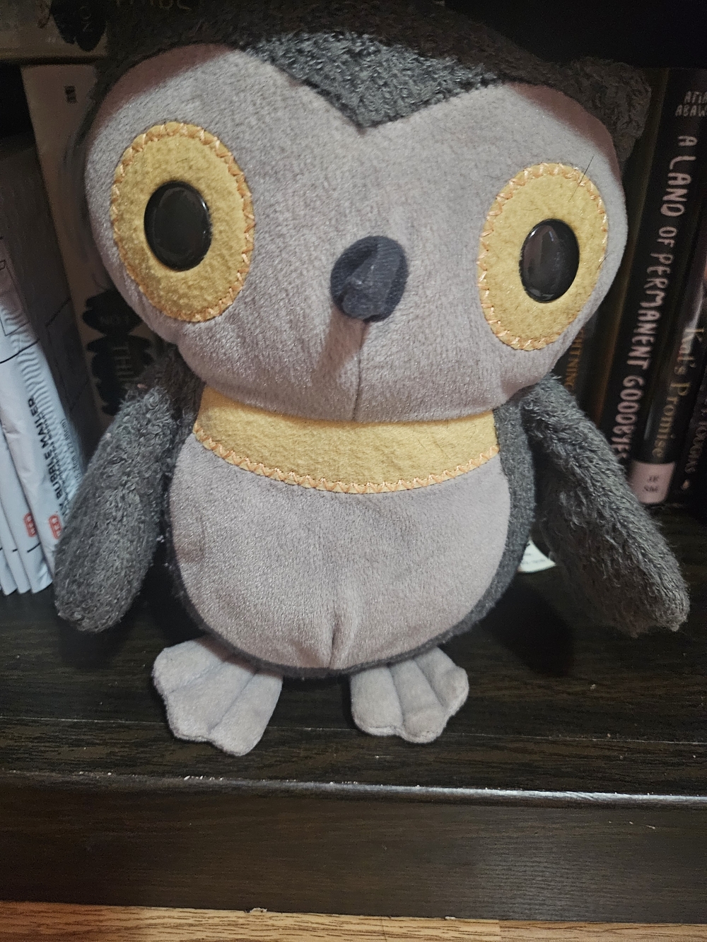 Plush Owl Small  - Gray and Yellow